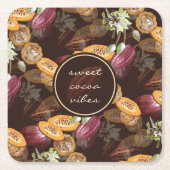 Kakaobohnen und Blume, Schokoladenmuster Rechteckiger Pappuntersetzer (Vorderseite)