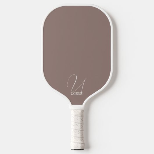 Kakaobraun Mit Monogramm Pickleball Schläger (Vorderseite)