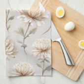 Kakaobraune Creme Floral Geschirrtuch (Viertel Falte)
