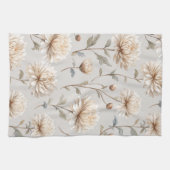 Kakaobraune Creme Floral Geschirrtuch (Horizontal)