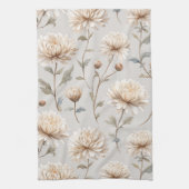 Kakaobraune Creme Floral Geschirrtuch (Vertikal)