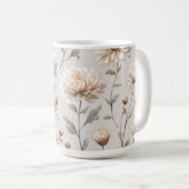 Kakaobraune Creme Floral Kaffeetasse (VorderseiteRechts)