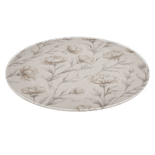 Kakaobraune Creme Floral Schneidebrett