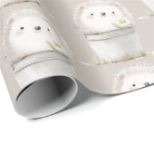Kakaocreme-Igel-Gänseblümchen-Blumen-Eimer-Geburts Geschenkpapier (Rolleneckpunkt)