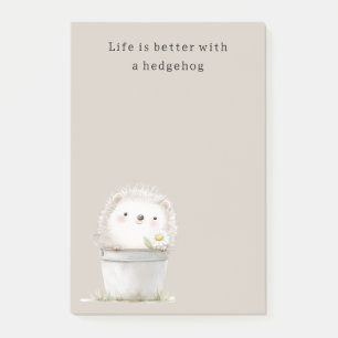 Kakaocreme-Igel-Gänseblümchen-Blumen-Eimer   Post-it Klebezettel