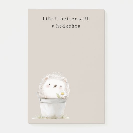 Kakaocreme-Igel-Gänseblümchen-Blumen-Eimer   Post-it Klebezettel (Vorderseite)