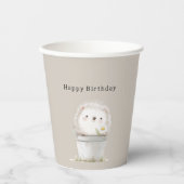 Kakaocreme-Igel-Margerite-Blumen-Eimer-Geburtstag Pappbecher (Vorderseite)