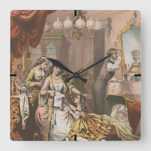 Kakaoglyzerin von Hovey, Circa 1860 Quadratische Wanduhr (Vorderseite)