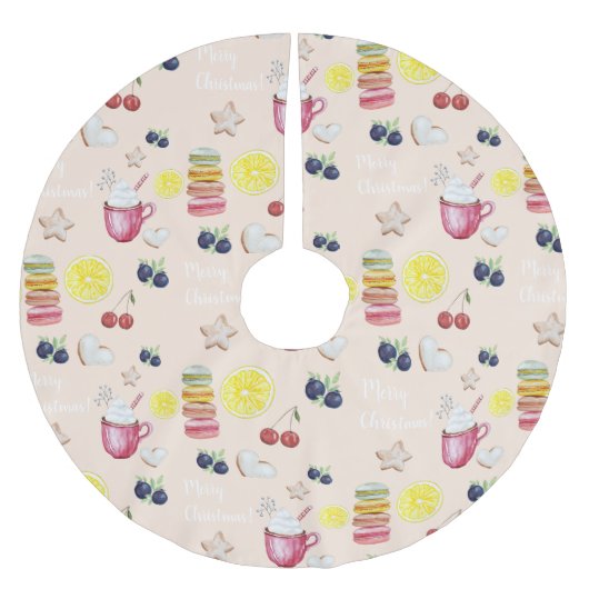 Kakaolemon Lebkuchen Wasserfarbe Polyester Weihnachtsbaumdecke (Vorderseite)