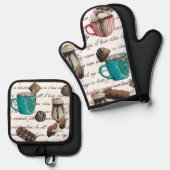 Kakaomarshmallow Hot-Schokolade-Süßigkeiten-Skript Ofenhandschuh & Topflappen-Set (Vorderseite/Rückseite)