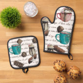 Kakaomarshmallow Hot-Schokolade-Süßigkeiten-Skript Ofenhandschuh & Topflappen-Set (Oben Unten)
