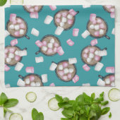 Kakaomarshmallows heißen Schokoladenkuchen im Wint Geschirrtuch (Gefaltet)