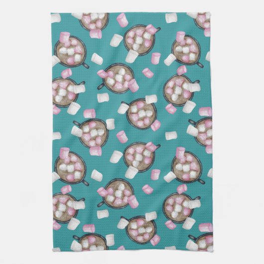 Kakaomarshmallows heißen Schokoladenkuchen im Wint Geschirrtuch (Vertikal)