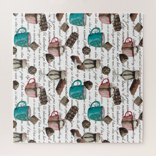 Kakaomarshmallows heißen Schokoladenkuchen im Wint Puzzle (Horizontal)