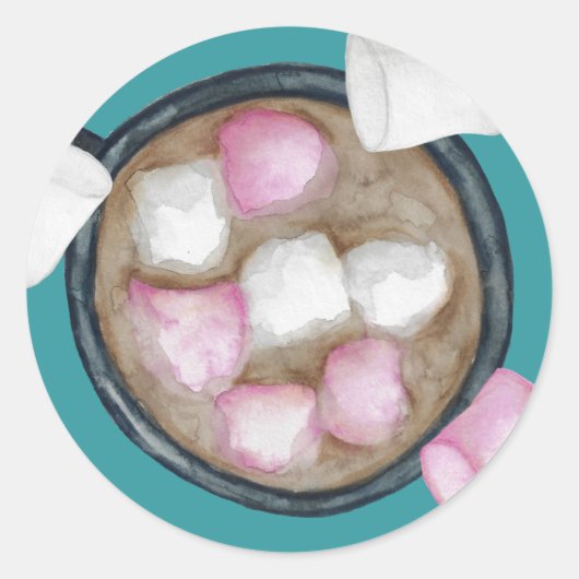 Kakaomarshmallows heißen Schokoladenkuchen im Wint Runder Aufkleber (Vorderseite)