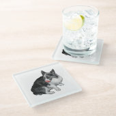 Kakaopause, Scharlachrot Glasuntersetzer (Schrägansicht)