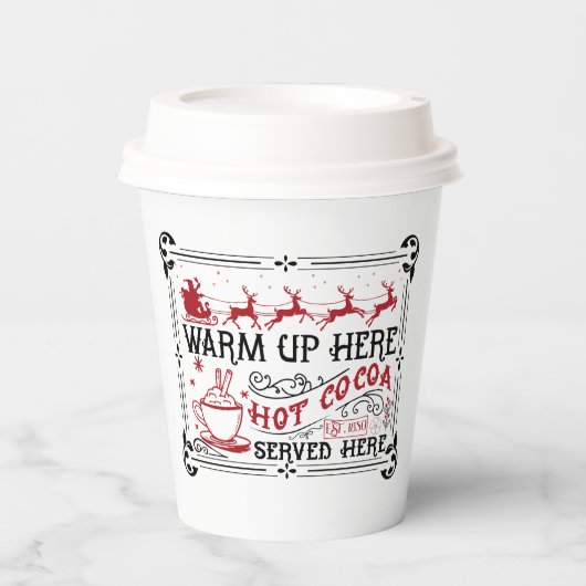 Kakaowarme Weihnachtsworte Pappbecher (Vorderseite)