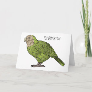 Kakapo bird cartoon illustration karte