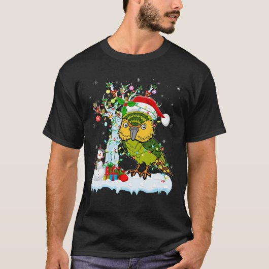Kakapo Bird Xmas Tree Lighting Weihnachtsmannmütze T-Shirt (Vorderseite)