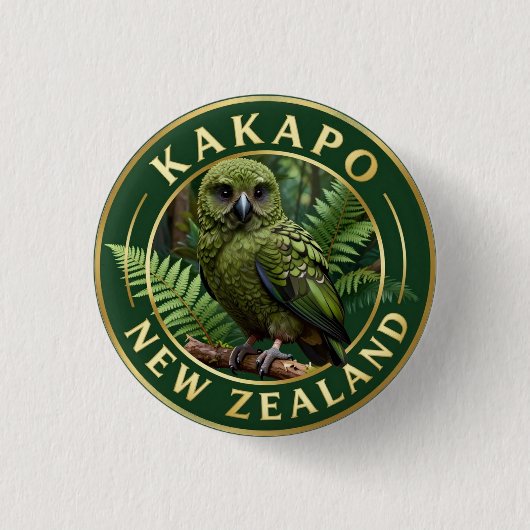 🦜 Kakapo Neuseeland-Wildlife Button (Vorderseite)