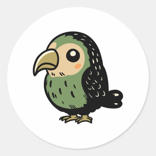 Kakapo Runder Aufkleber (Vorderseite)