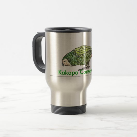 Kakapo-Tasse Reisebecher (Vorderseite Links)