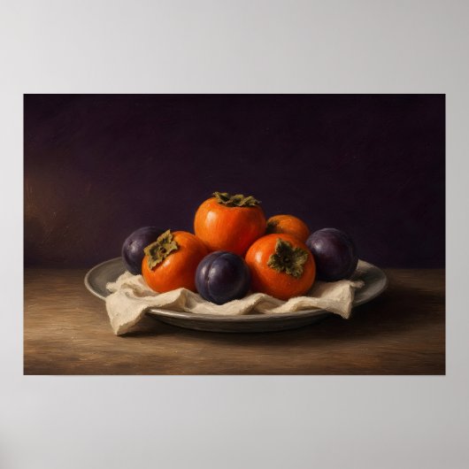 Kaki-Abendessen-Frucht-Stillleben-Poster Poster (Vorne)
