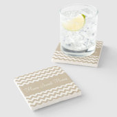 Kakifarbige Zickzack Streifen TANs Steinuntersetzer (Seitenansicht)