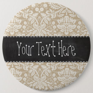 Kakifarbiger Damast; Vintager Tafelblick Button