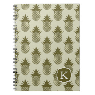 Kakifarbiges Ananas-Muster addieren Ihre Notizblock