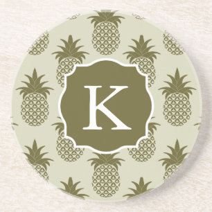 Kakifarbiges Ananas-Muster addieren Ihre Sandstein Untersetzer