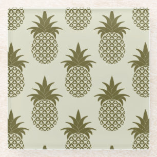Kakifarbiges Ananas-Muster Glasuntersetzer