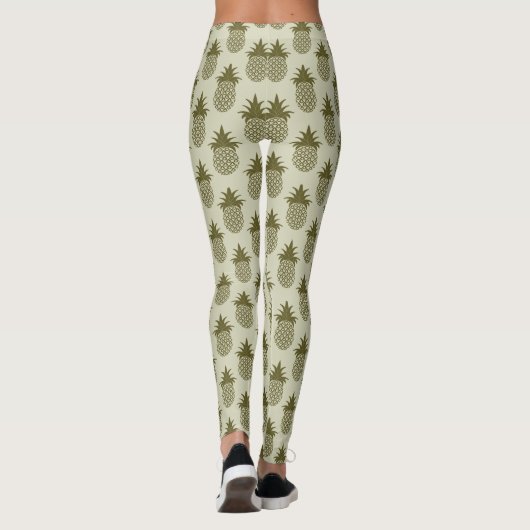 Kakifarbiges Ananas-Muster Leggings (Rückseite)