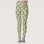Kakifarbiges Ananas-Muster Leggings (Vorderseite)