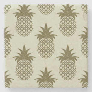 Kakifarbiges Ananas-Muster Steinuntersetzer