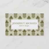 Kakifarbiges Ananas-Muster Visitenkarte (Vorderseite)