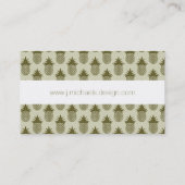 Kakifarbiges Ananas-Muster Visitenkarte (Rückseite)
