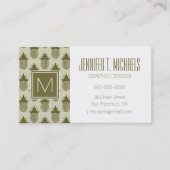 Kakifarbiges Ananas-Muster Visitenkarte (Vorderseite)