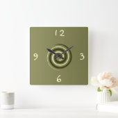 Kakifarbiges Grün und Zitrone >Patterned Küchenuhr Quadratische Wanduhr (Zuhause)