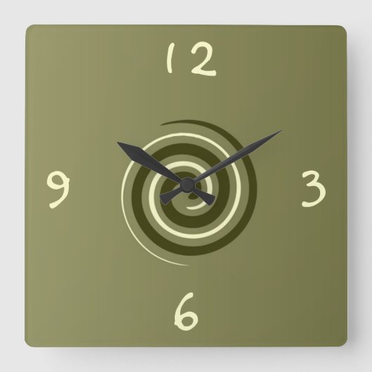 Kakifarbiges Grün und Zitrone >Patterned Küchenuhr Quadratische Wanduhr (Vorderseite)