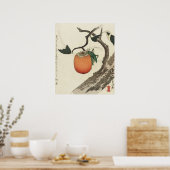 Kakifrucht mit Grasshopper von Hokusai Poster (Küche)