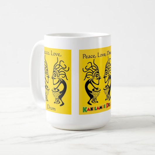 Kakilambe Trommel-(auf Gelb) Tasse (Vorderseite Links)