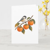 Kakis und ein Singvogel Karte (Gelbe Blume)