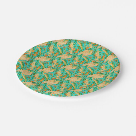 Kakkatel auf Türkis Pappteller (Schrägansicht)