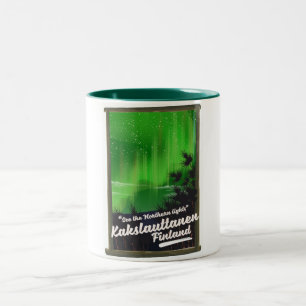 Kakslauttanen Finnland Reiseplakat Zweifarbige Tasse