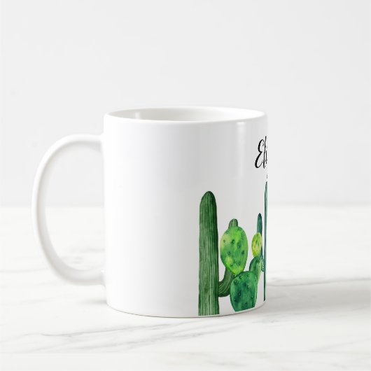 Kakteen Aquarell. Grün botanisch. Modern Kaffeetasse (Links)