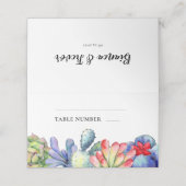 Kakteen-Aquarell-Hochzeit Platzkarte (Außenseite Aufgefaltet)