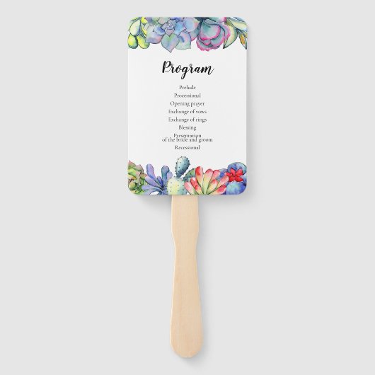 Kakteen Aquarell Hochzeitsprogramm Fächer (Rückseite)
