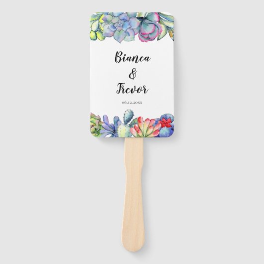 Kakteen Aquarell Hochzeitsprogramm Fächer (Vorderseite)