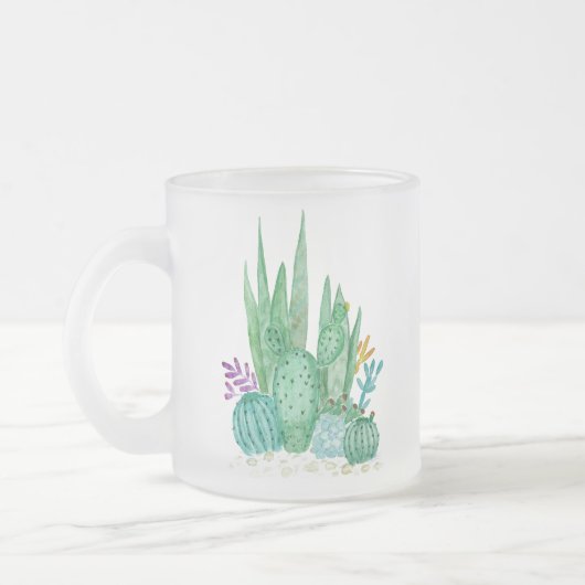 Kakteen, Aquarell Mattglastasse (Links)